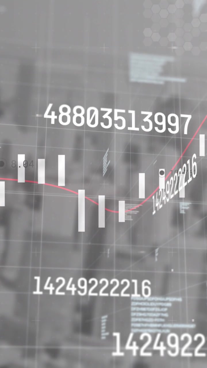 Animation of data processing over gray city