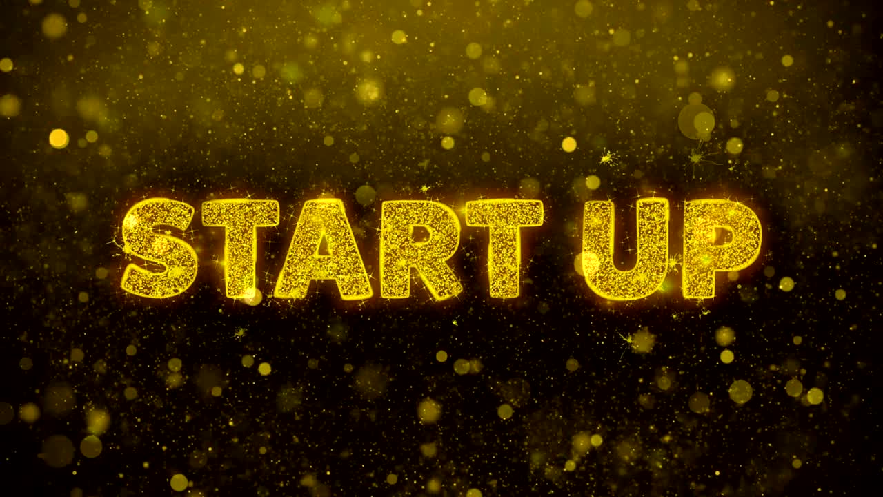 empieza el texto en la animación de partículas de brillo dorado.