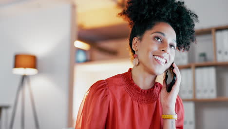 Business,-phone-call-and-black-woman-in-workplace