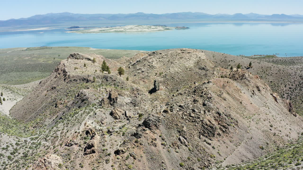 Panoramic view of Mono Lake and its surrounding volcanic landscape