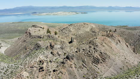 panoramic view of mono lake and its surrounding volcanic landscape