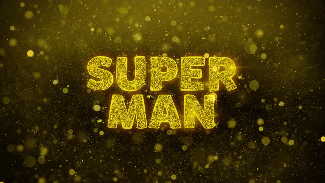 Super Man Gold Glitter Text