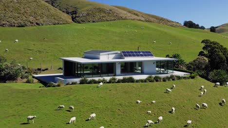 modern country house with solar panels