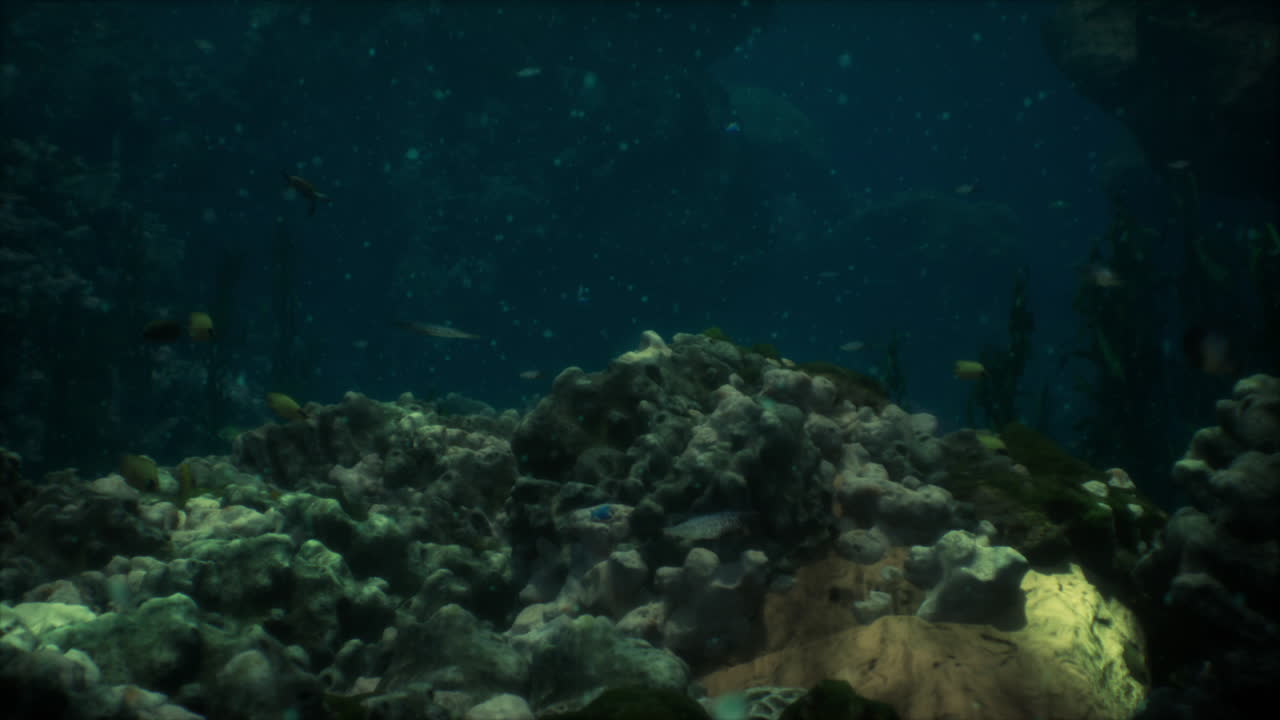 escena de arrecife de coral submarino con peces