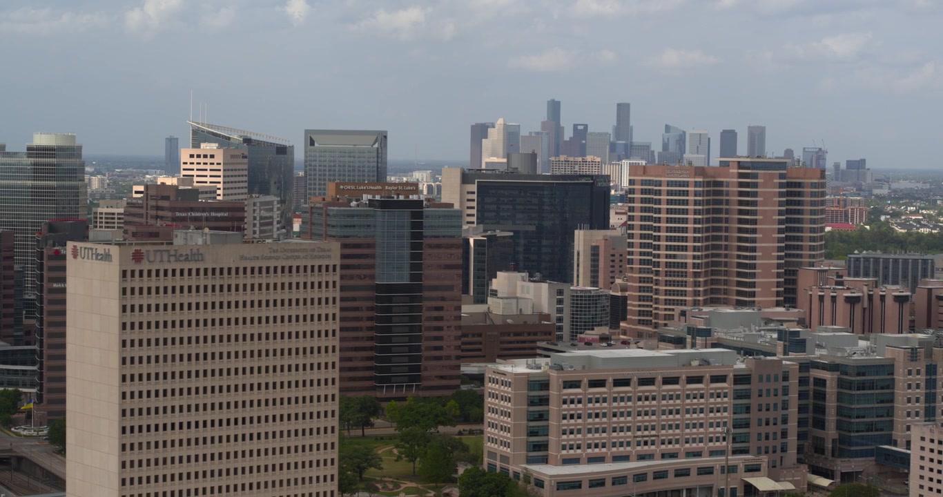 Vista de drone do Texas Medical Center em Houston