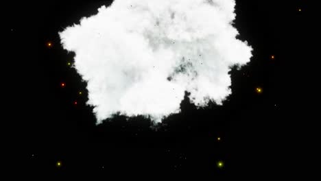 visual effects, vfx, big explosion with smoke and particles on black background 3d animation