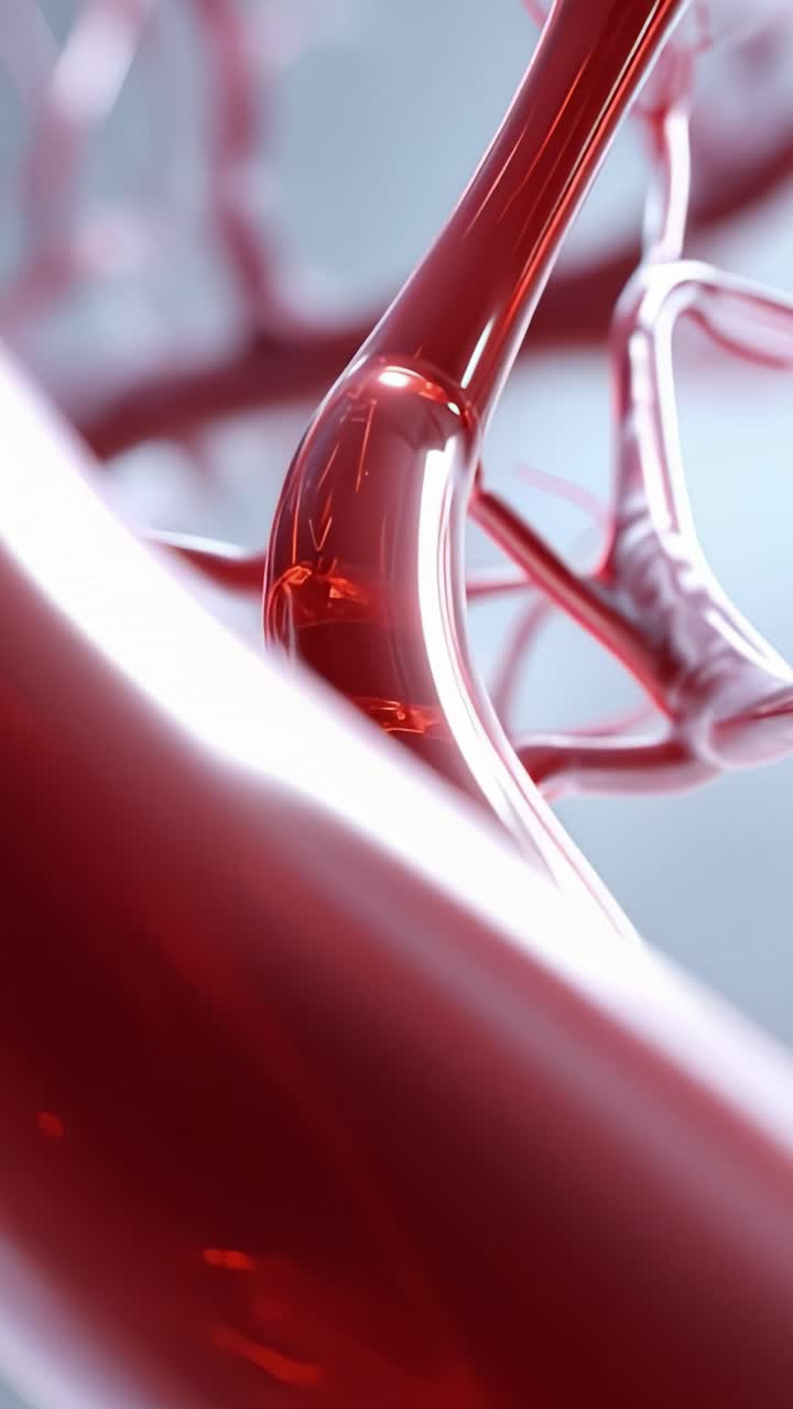 Rappresentazione dettagliata di vasi sanguigni che evidenzia astrattamente la loro intricata struttura e connessione in un contesto biologico, con enfasi sul sistema circolatorio.