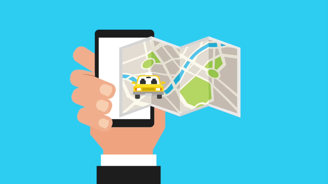 móvil de mano gps mapa de navegación coche de taxi
