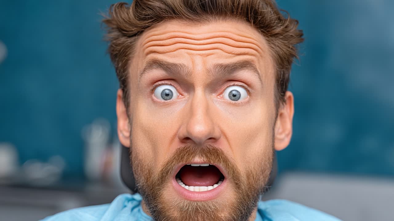 An Unexpected Reaction: A Man's Surprised Expression Captured in Two Frames from a Video, Highlighting his Shock and Alarm in a Captivating Moment