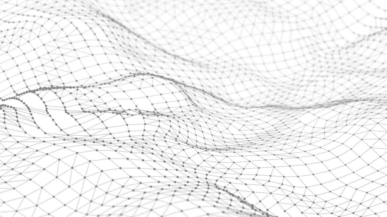 ondata dinamica con molti punti. sfondo di movimento astratto di punti. tecnologia o scienza. 3d rendering seamless loop. 4k