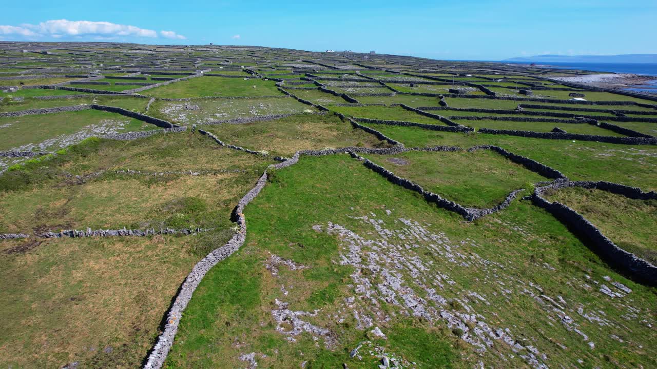 Drone flying slowly over Inisheer Aran Islands wild nature on The Wild Atlantic Way Ireland Epic Locations
