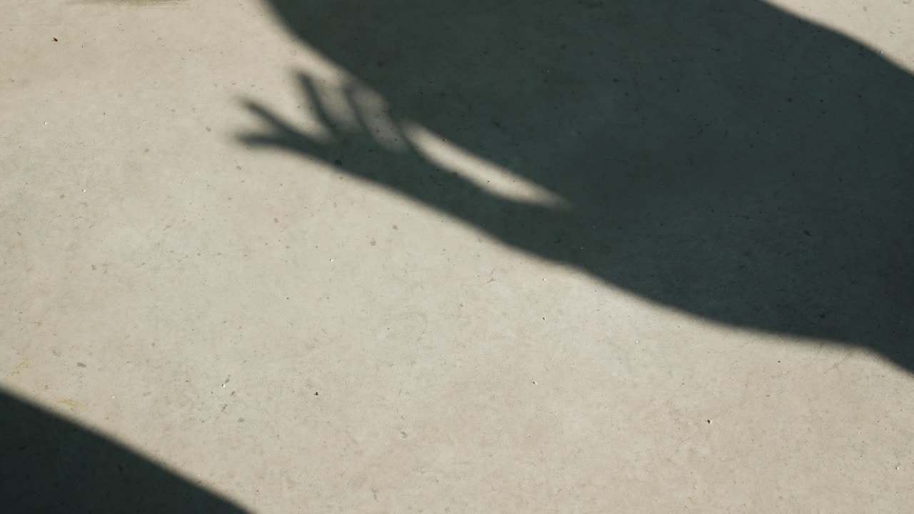 ⁇ 빛 아래 땅에서 제스처를 설명하는 사업가의 그림자