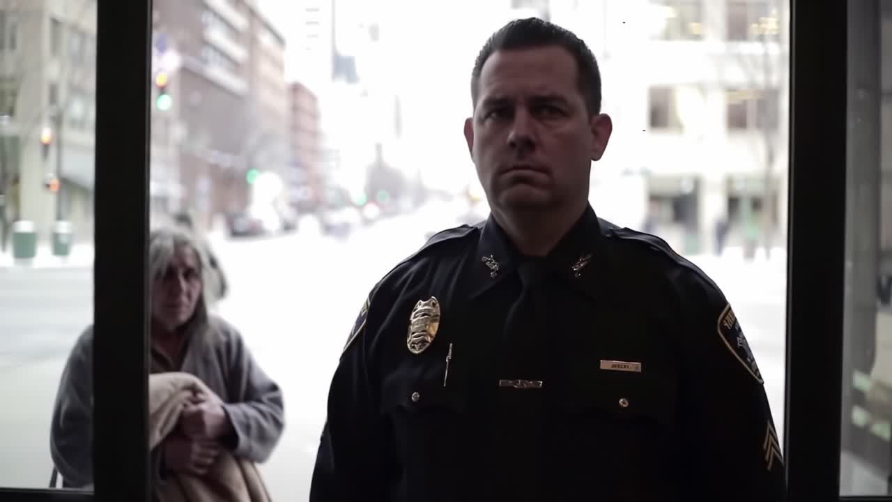 A Reflective Encounter: The Moment Between a Concerned Officer and a Distressed Individual on a City Street