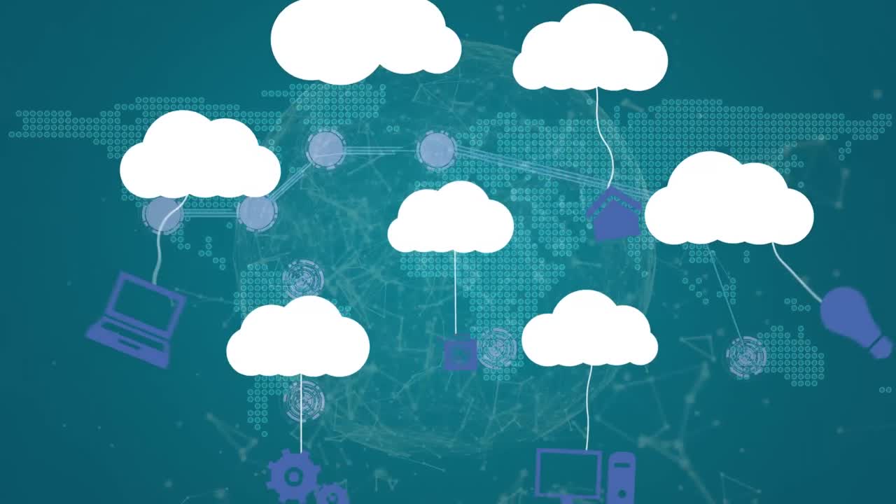 animación de la red de conexiones a través de iconos de medios