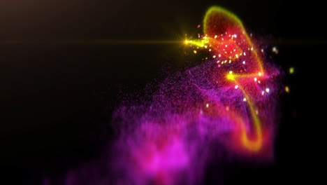 Animation-of-glowing-shooting-star-firework-gold-light-trail-passing,-Magic-comet-particle-animation-with-alpha-channel.