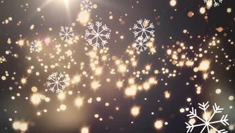 animación de nieve cayendo y luz brillante sobre un fondo oscuro