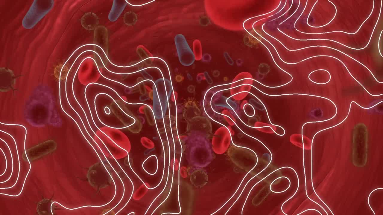 ⁇ 은 배경 위에서 움직이는 세포의 애니메이션