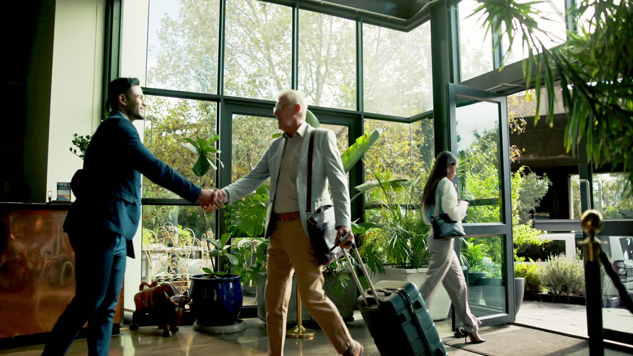 Hotel Lobby Scene with People