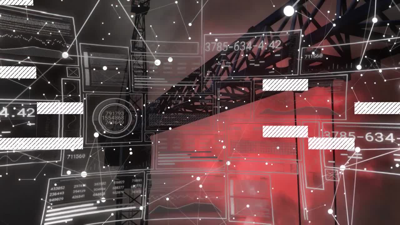 Animation of data processing over crane
