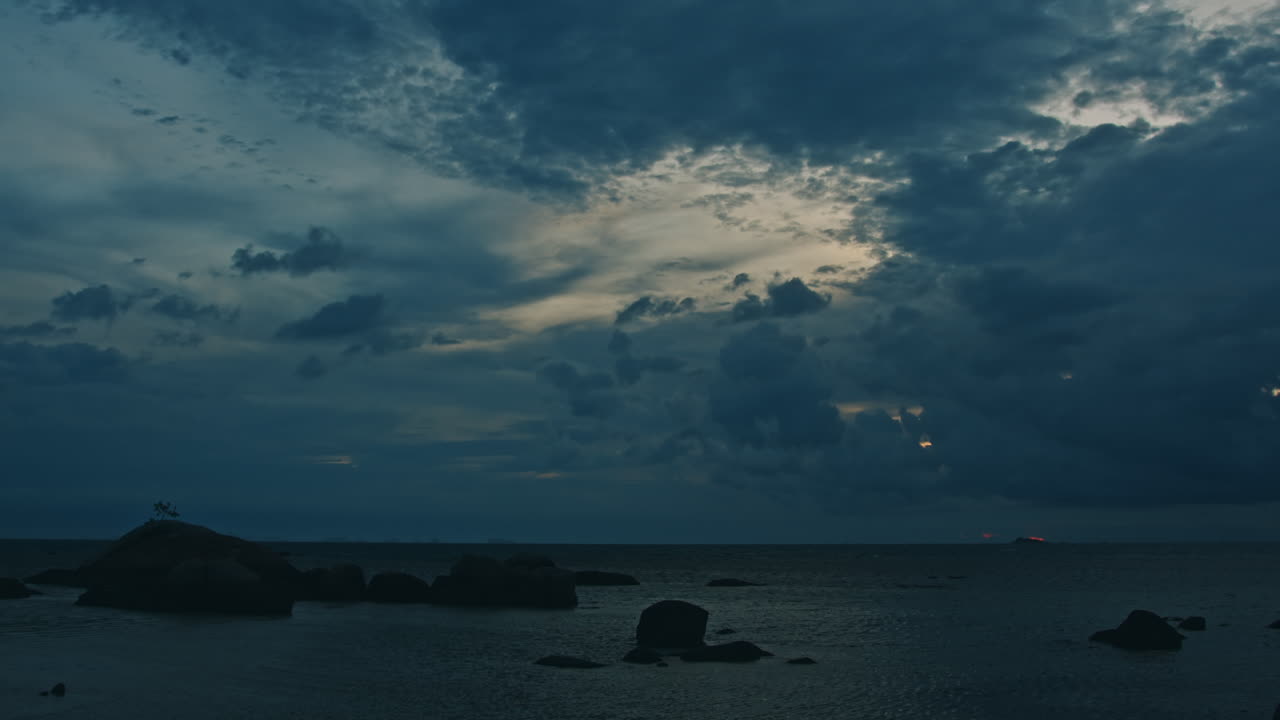 Dramatic Cloudy Seascape with Rocks and Storm Clouds