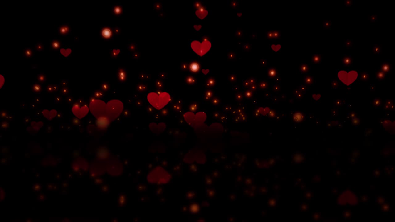abstract magic red hearts flying with glow bokeh and reflection background. 4k flying love hearts shapes for valentine's day, love, romance. fondo de animación en bucle.