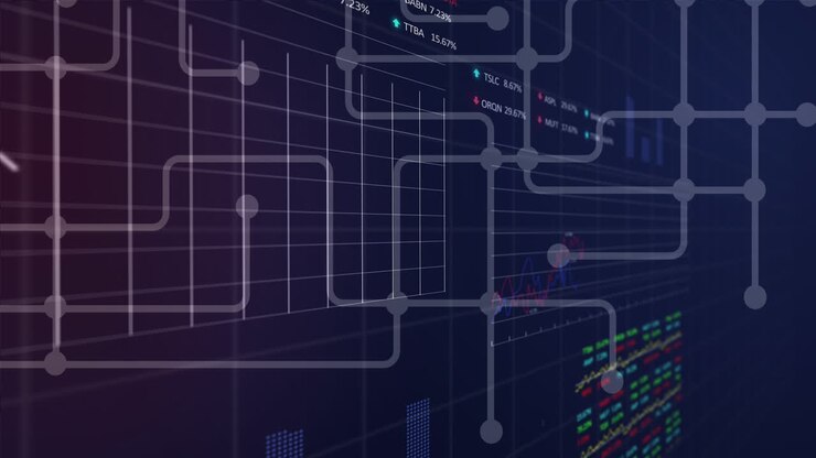 Animation of network of connections and data processing on grid