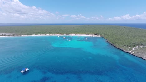 Birdseye-view-of-Catalina-exotic-Caribbean-island-in-Dominican-Republic,-aerial-perspective