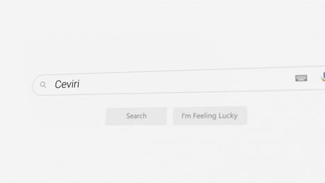 searching for ceviri on internet browser