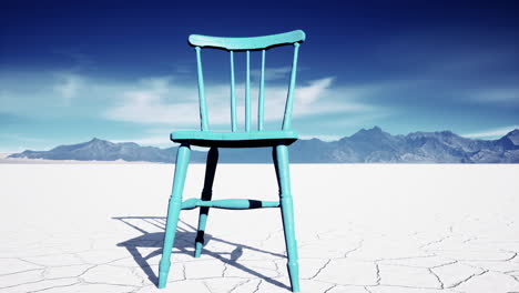 old wooden chair in a salt lake