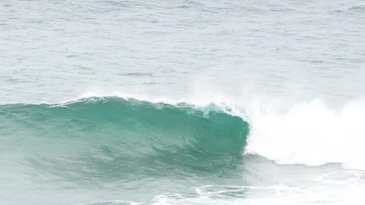 Surfers riding waves at Bell Beach