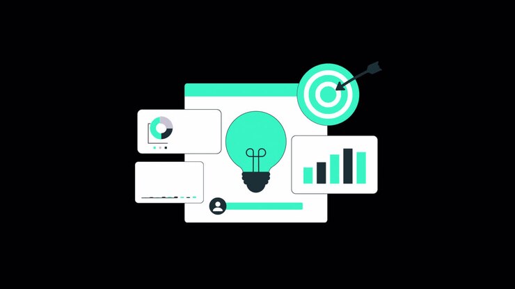 Animated Concept of Business Idea, Data Analysis, and Goals