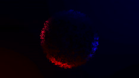 beautiful red and blue ring of small particles isolated on black background. animated. abstract rotating colorful circle , seamless loop