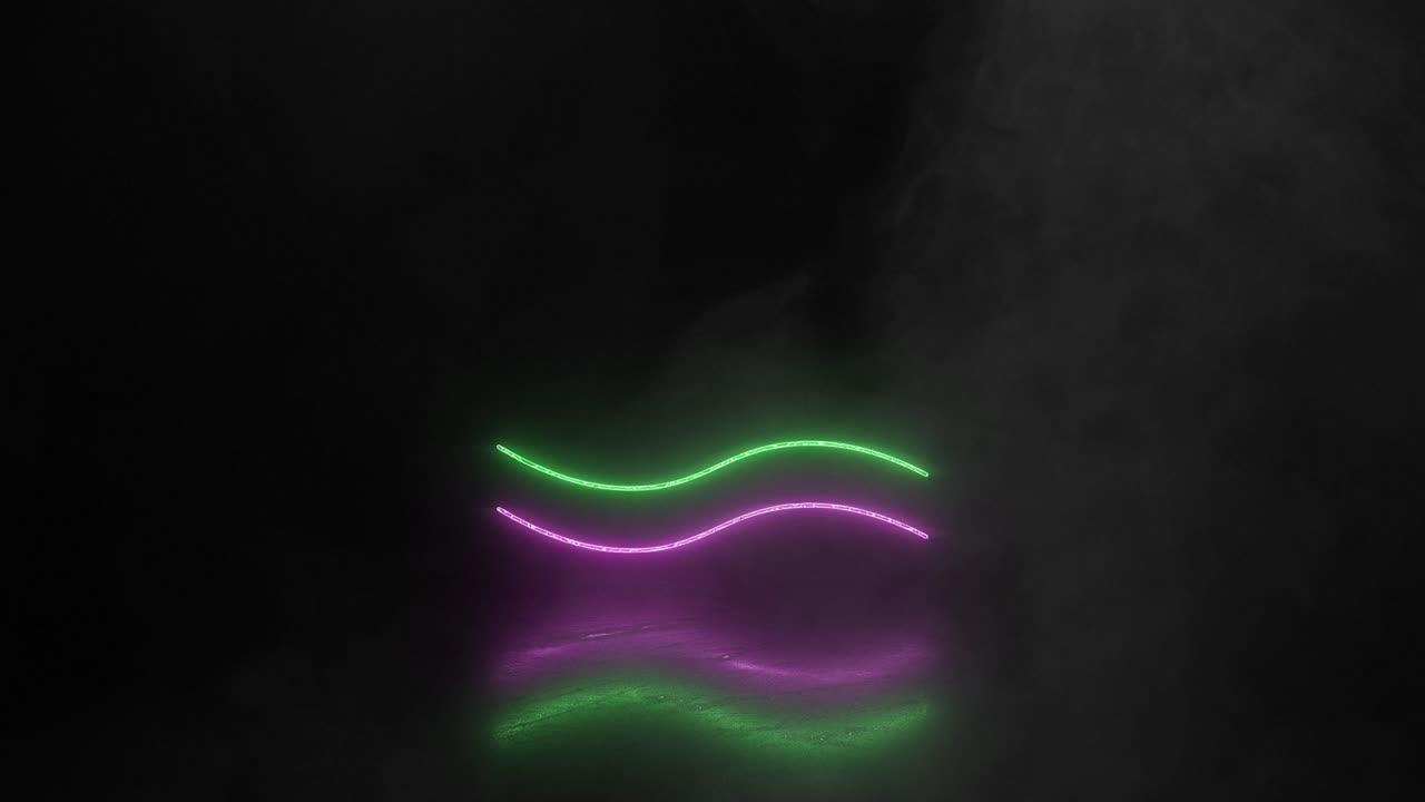 연기 또는 안개 효과가 있는 네온 프라이드 레인보우 텍스트