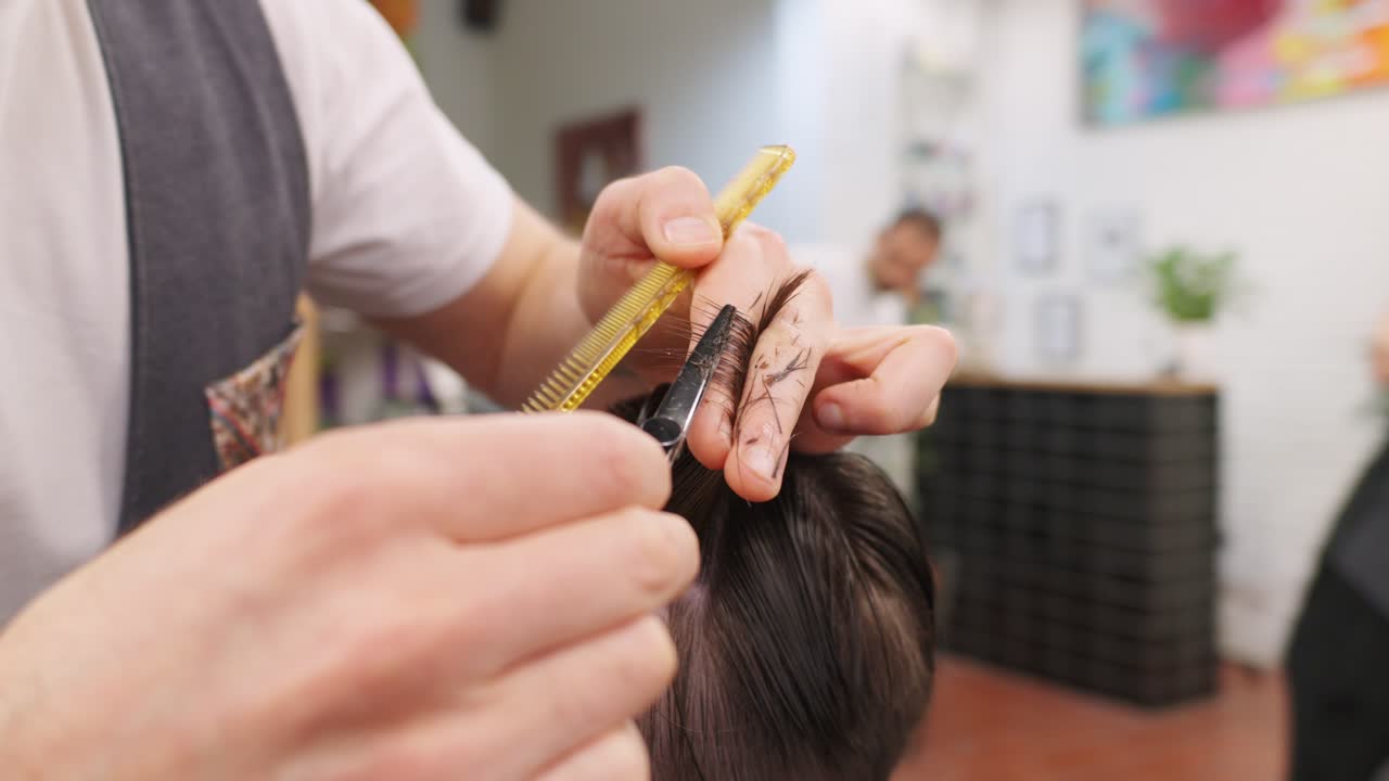 Haircut at a hair salon