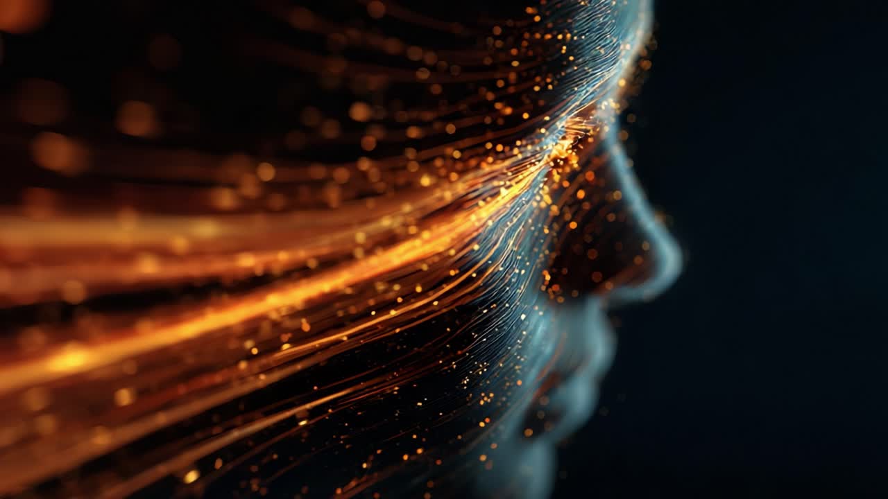 A captivating visual exploration of a human silhouette bathed in radiant light trails, showcasing the interplay of color and motion in a surreal and artistic representation of identity and emotion