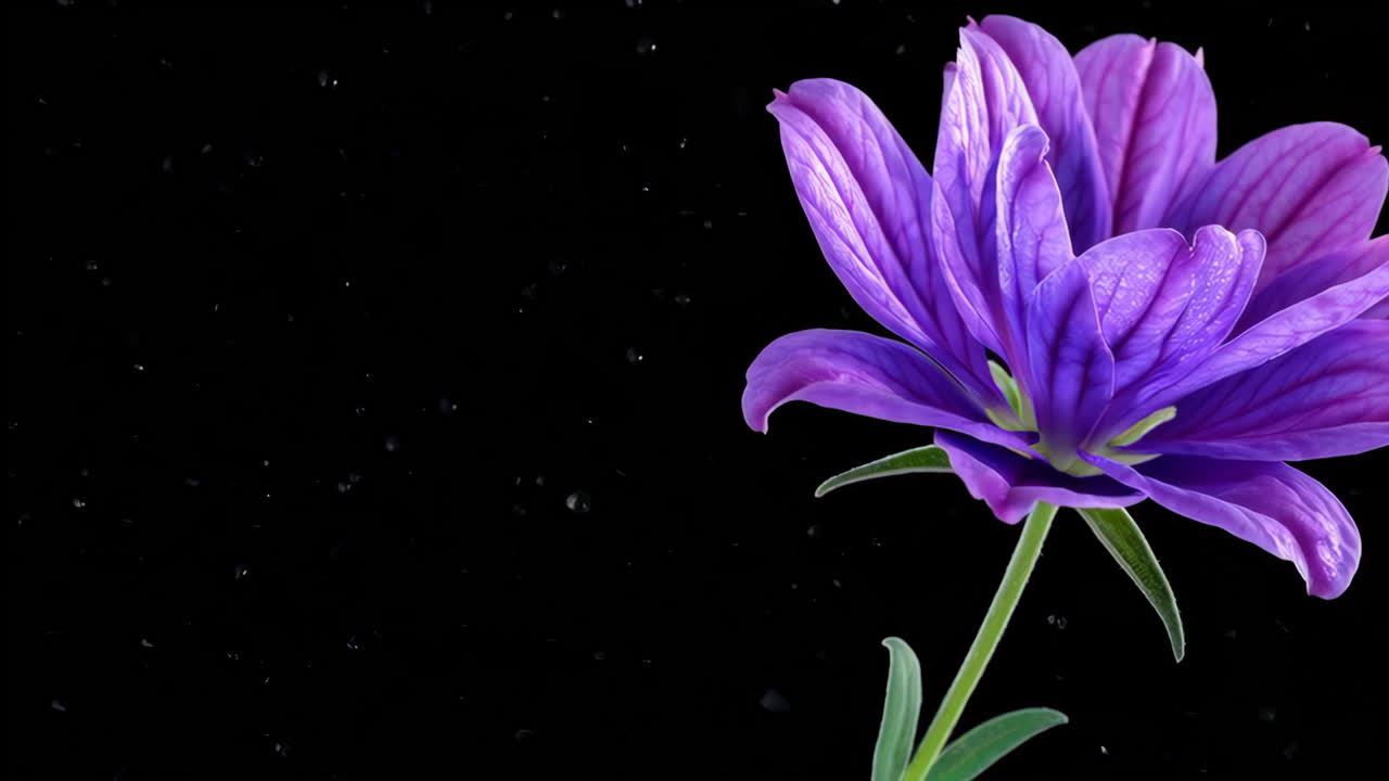 Vibrant Purple Flower on Black Background