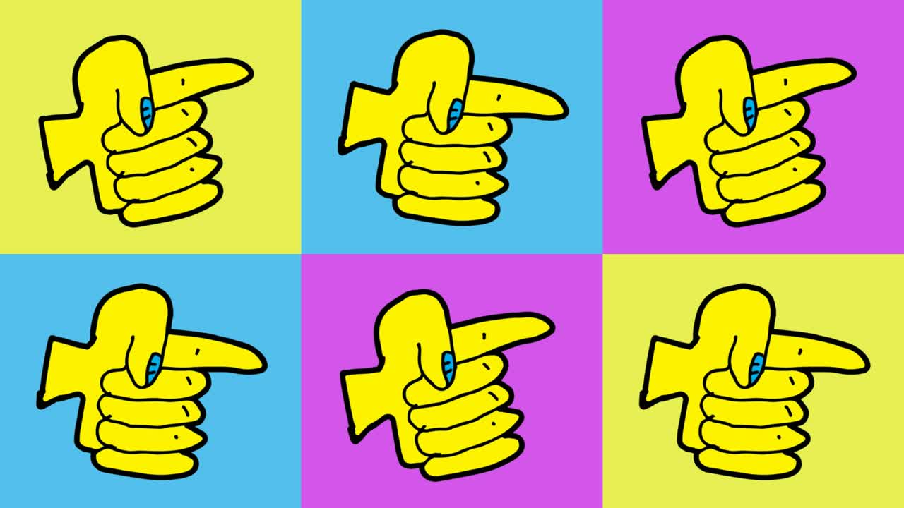 아이들이 손을 가리키는 테마로 팝 아트 이 없는 배경을 그리고 있습니다.