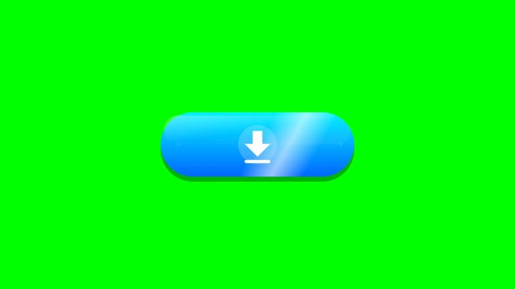 Animated Blue Download Button Expanding on Green Screen