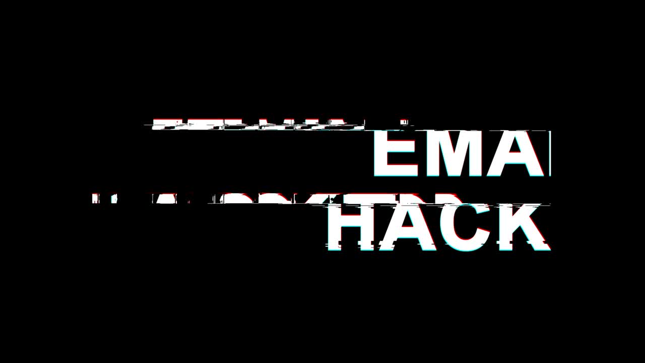 e-mail hackeado efecto glitch texto distorsión de televisión digital animación de bucle 4k