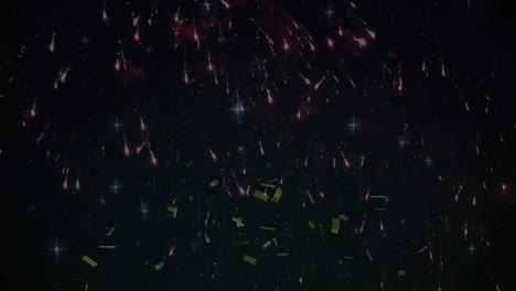 animation of fireworks and confetti on black background