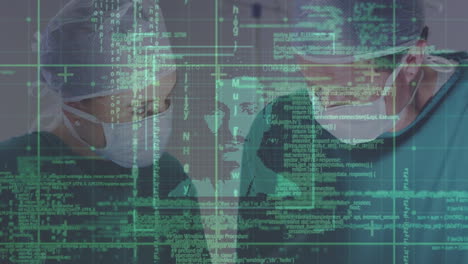 animación del procesamiento de datos con retratos de personas sobre diversos médicos