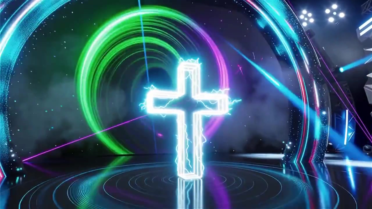 Croce Cristiana Luce Celestiale Sfondo per il Culto.