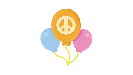 símbolo de paz mundial en globos animado de helio