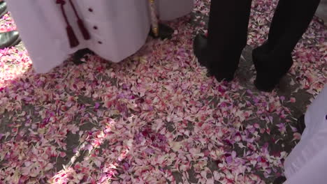 religious ceremony with flower petals