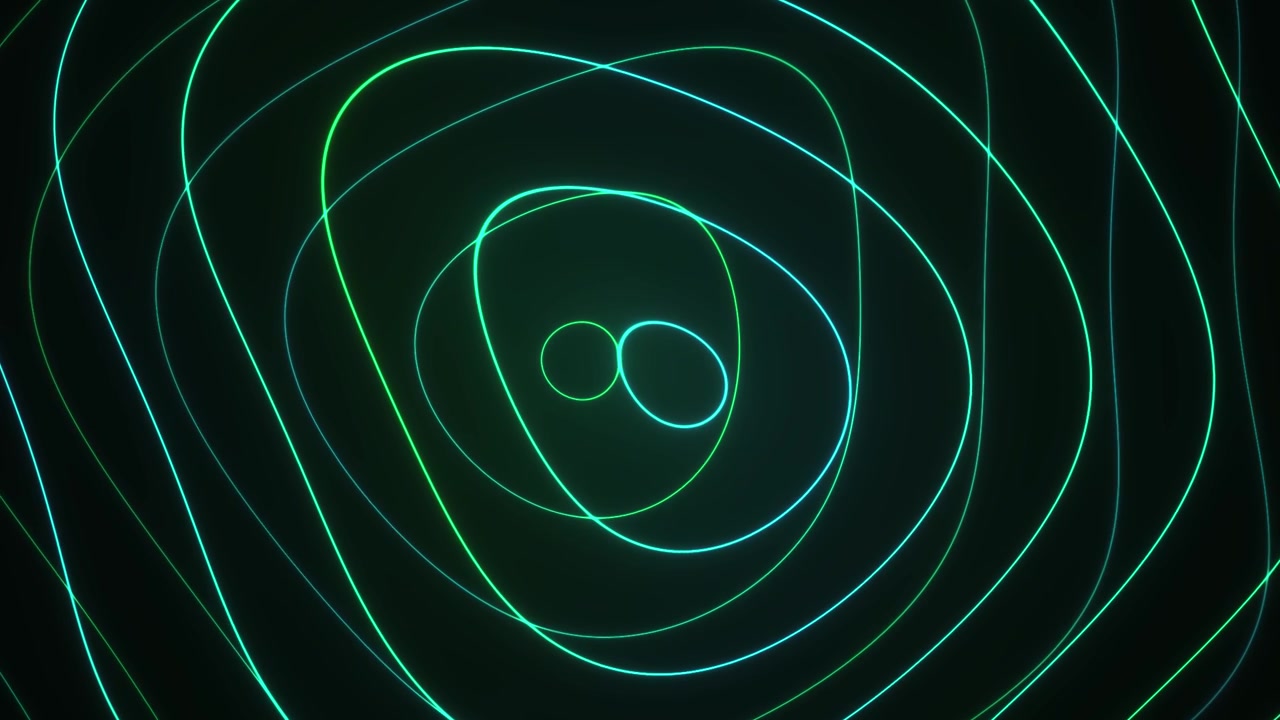 Dynamic Abstract Green and Blue Neon Lines Animation