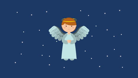 merry christmas manger scene with angel in sky