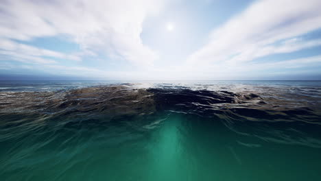 stunning ocean view with sunlight and blue sky