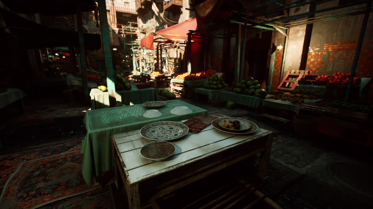 음식 의 두 접시 가 있는 테이블 세트