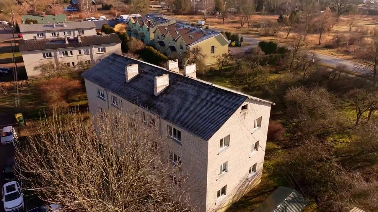 Aerial View of Soviet Apartment Housing and Industrial Suburb in Eastern Europe