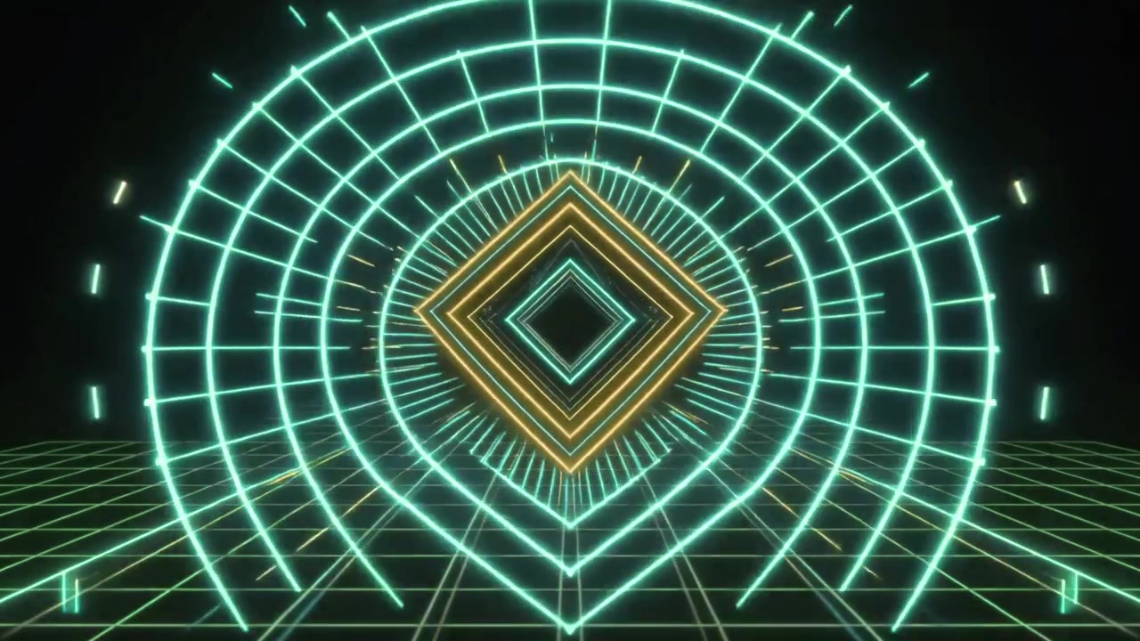 Retro Synthwave Style Neon Diamond Tunnel Animation
